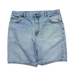Vintage 90s Basic Equipment Blue Light Wash Denim Jean Jort Shorts Size 38